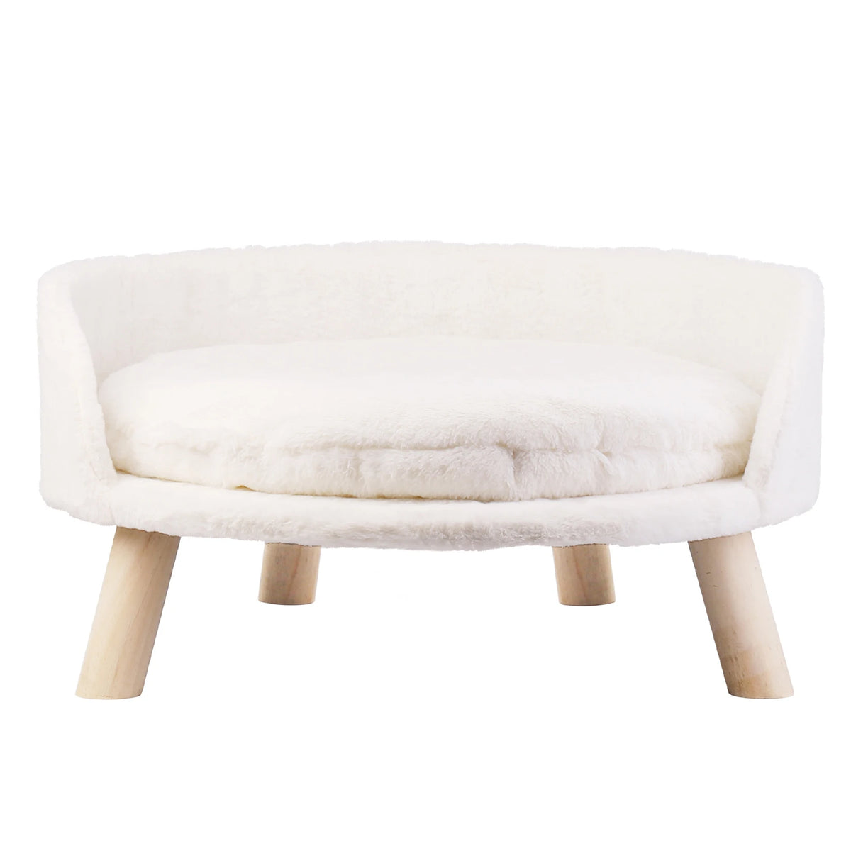 Luxurious Plush Cat Bed With Cushion Pad And Wooden Legs