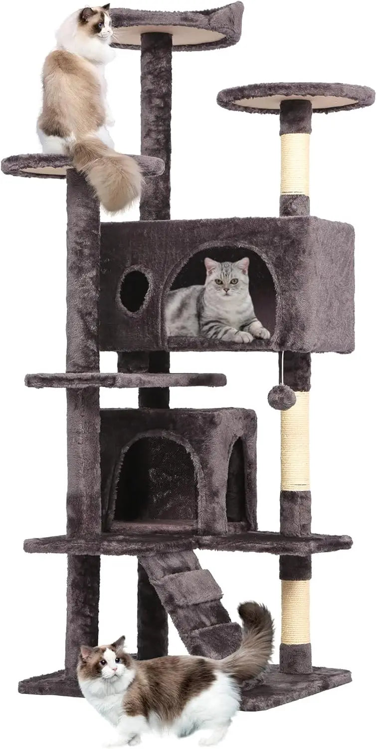 BestPet Multi-Level Cat Tree With Scratching Posts And Cozy Condos