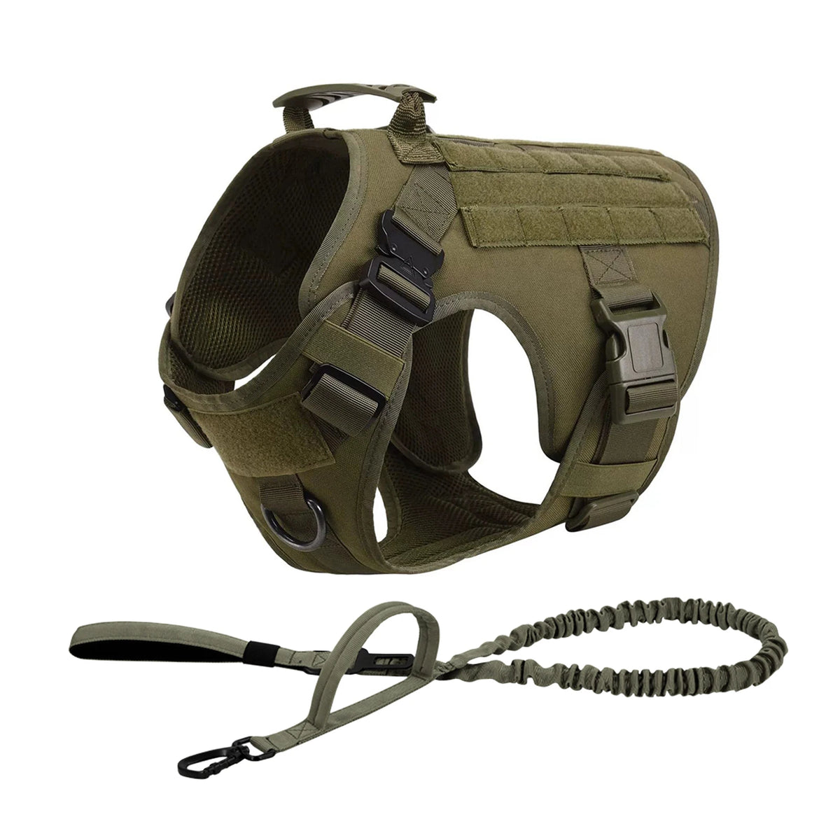 Tactical Dog Harness With Leash And Molle Pouches For Training
