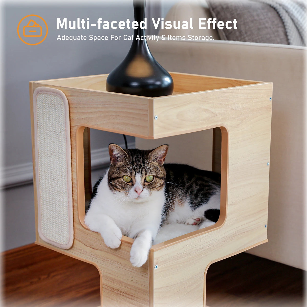 PAWZ Road Wood Cat Condo Tree House With Scratching Pad