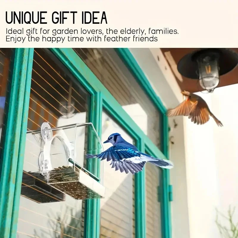 Acrylic Window Transparent Bird Feeder With Strong Suction Cups