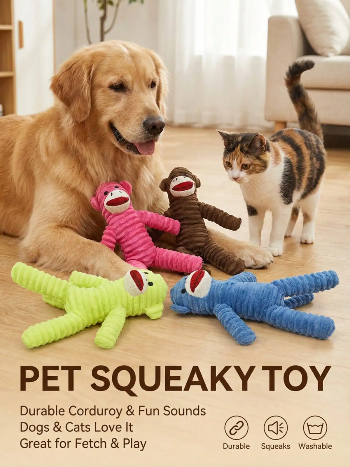 Squeaky Armadillo Plush Dog Chew Toy for Teeth Cleaning Play