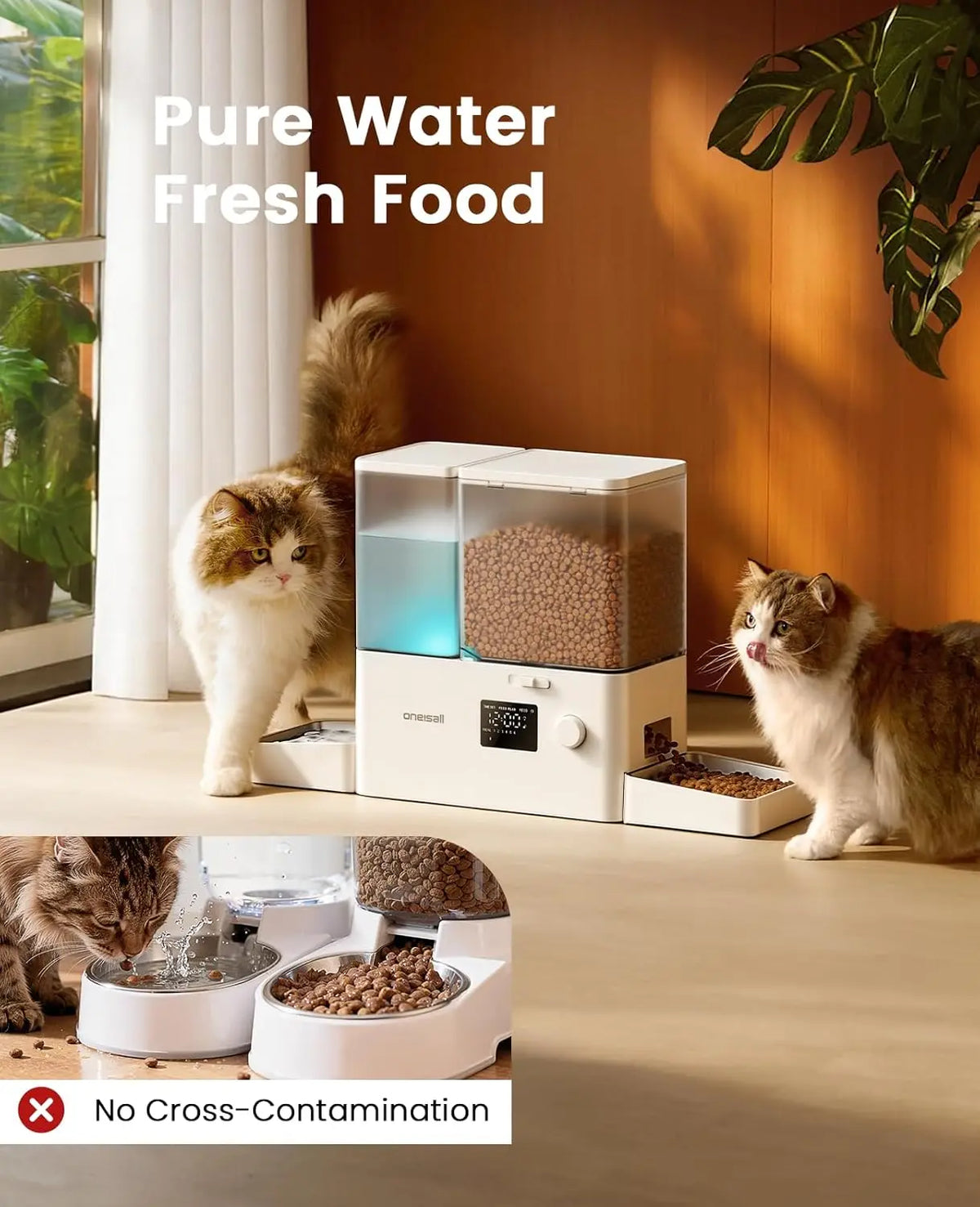 2-In-1 Automatic Cat Feeder And Water Dispenser Timed For Dry Food