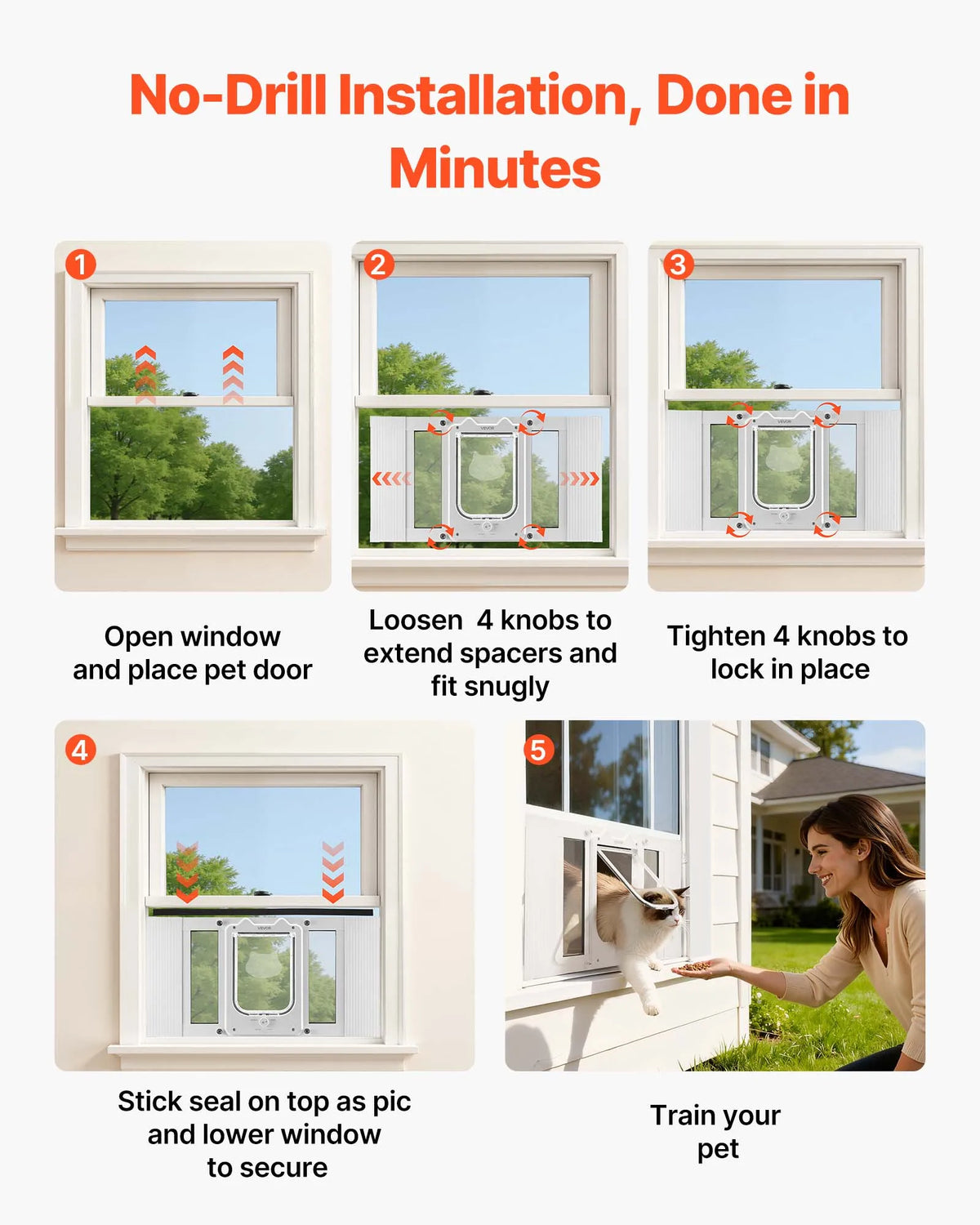 SucceBuy Adjustable Cat Door With Secure Locking Modes