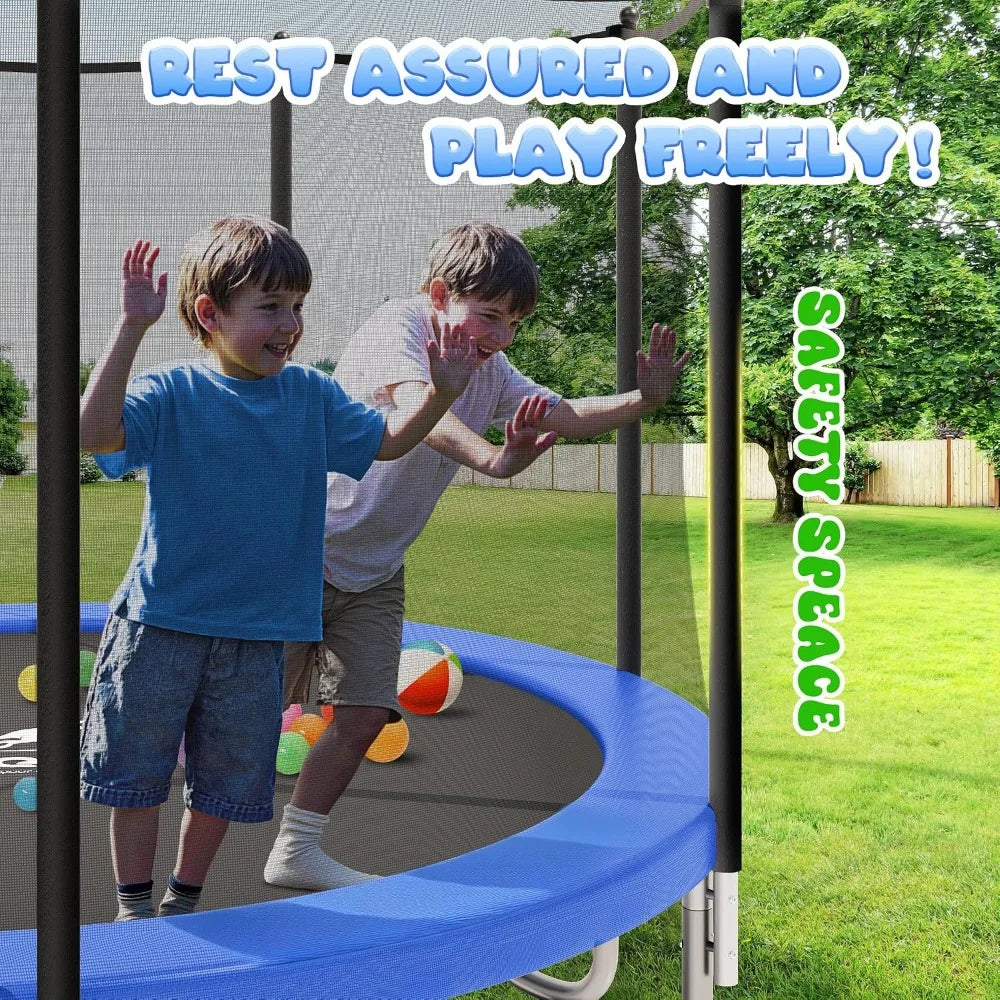 Outdoor Trampoline With Safety Enclosure Net And Rust Resistant Frame