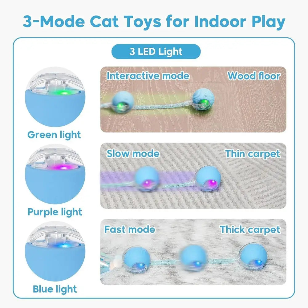 Interactive Rolling Pet Toy Ball With Elastic Mesh Tail