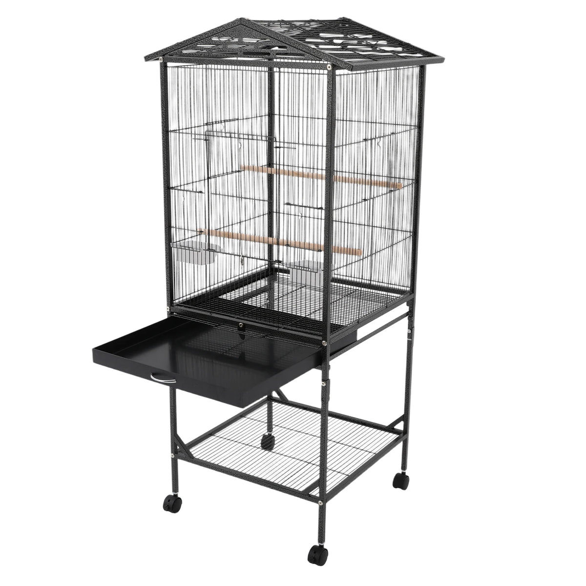 Iron Floor Standing Bird Cage With Playtop And Rolling Wheels