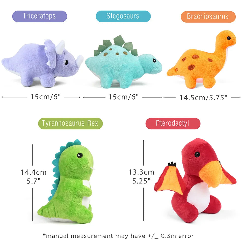 5 Small Dino Plush Dolls Egg Bag Toys for Kids