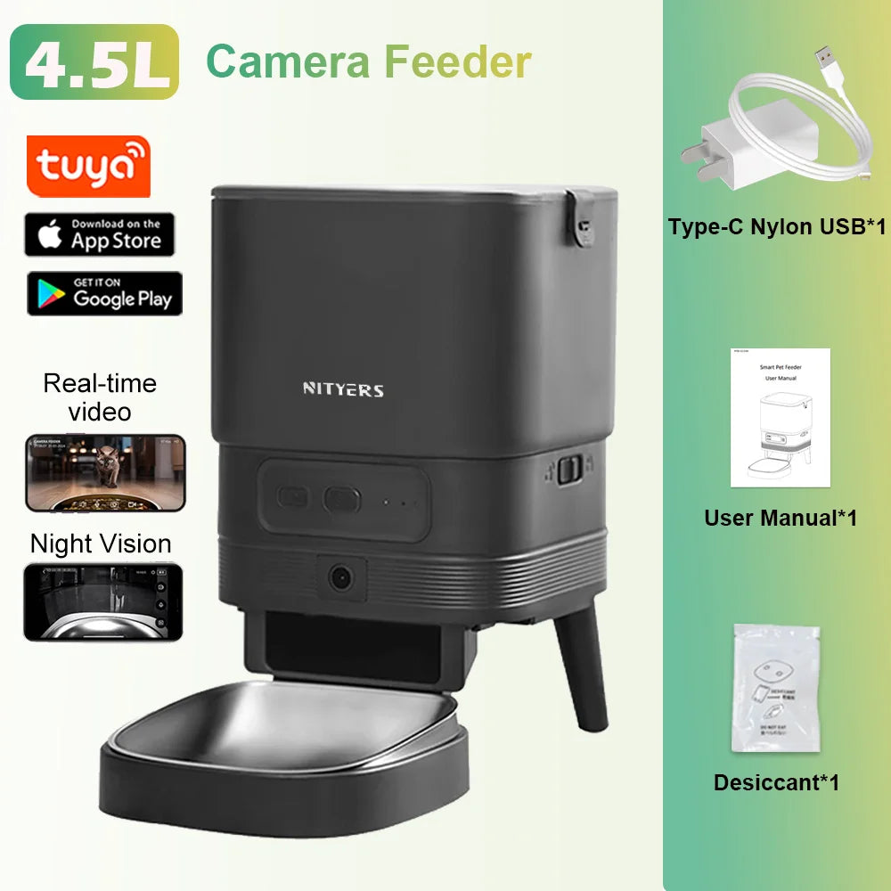 Nityers Smart Automatic Cat Feeder With Voice Recorder And App