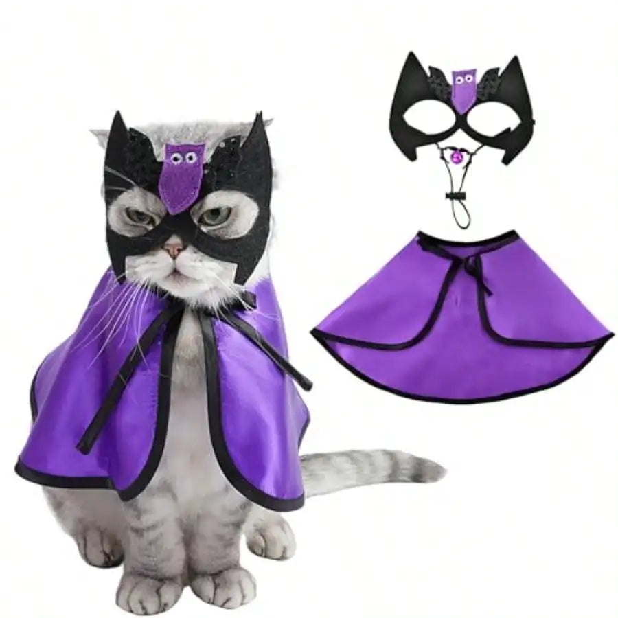 Dog And Cat Vampire Halloween Cape Costume With Bat Mask