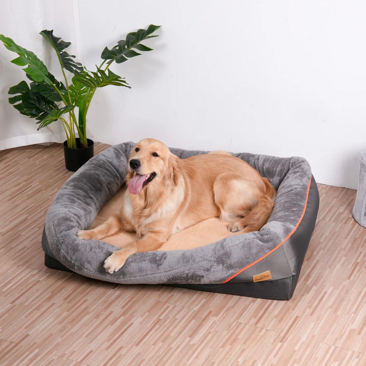 BINGOPAW Orthopedic Dog Bed with Foam Bolster and Removable Cover