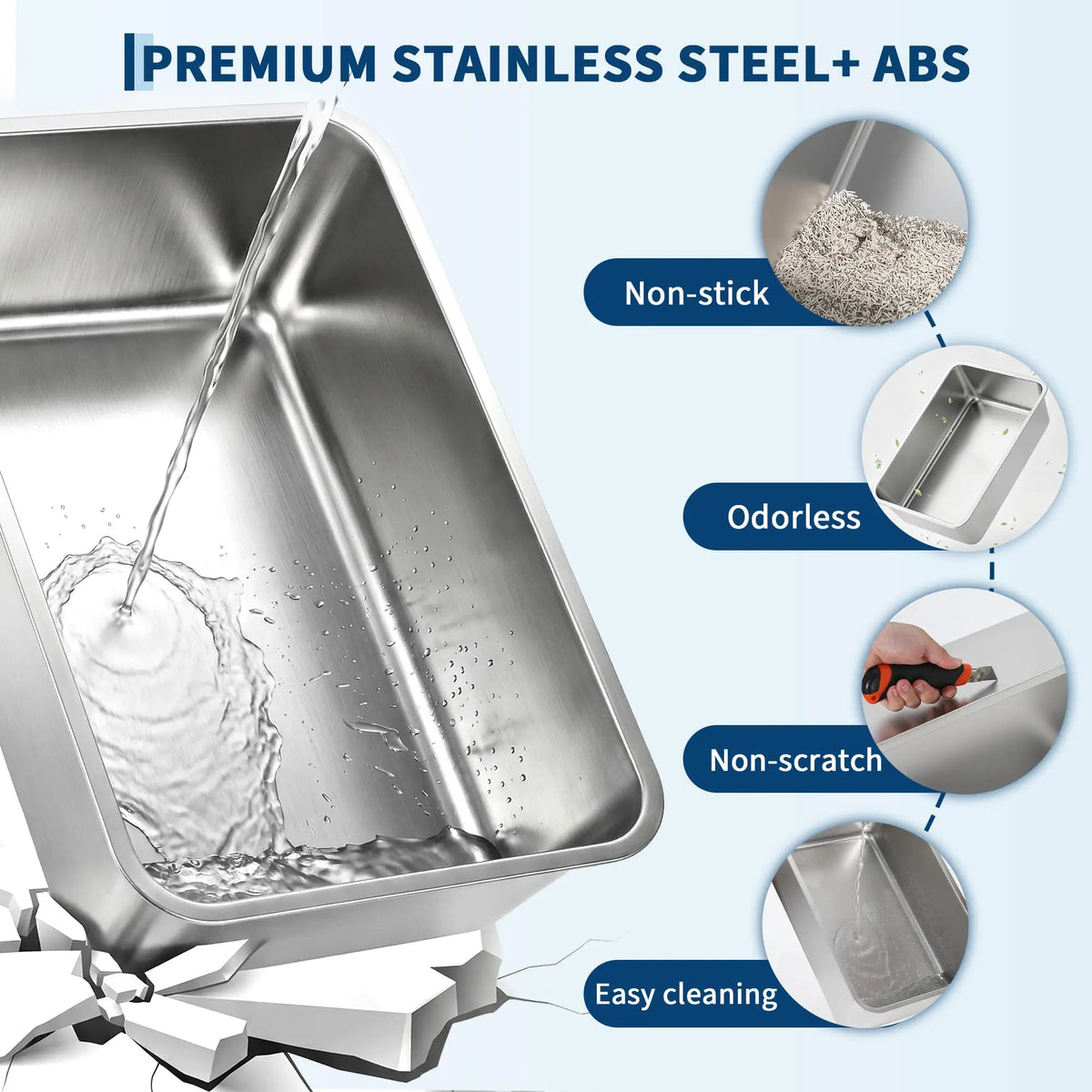 Studyset Enclosed Stainless Steel Cat Litter Box With Scoop