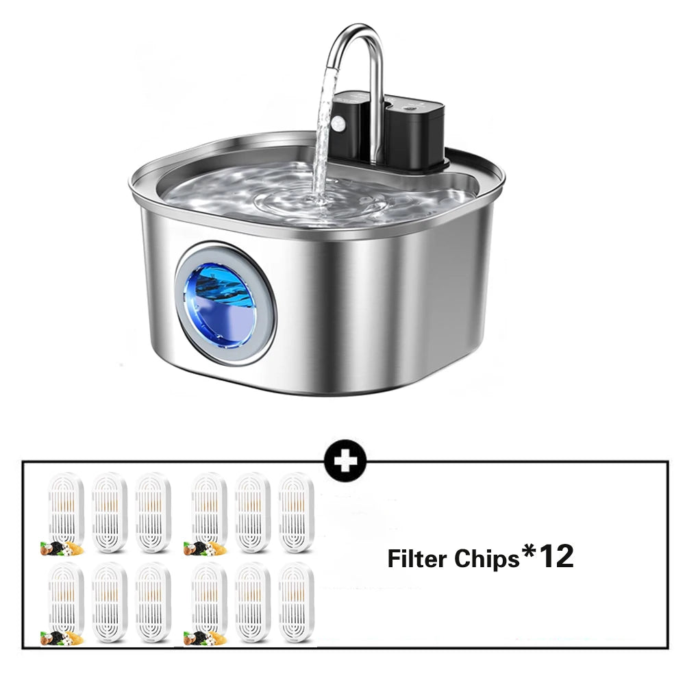 Automatic Stainless Steel Pet Water Fountain With Motion Sensor