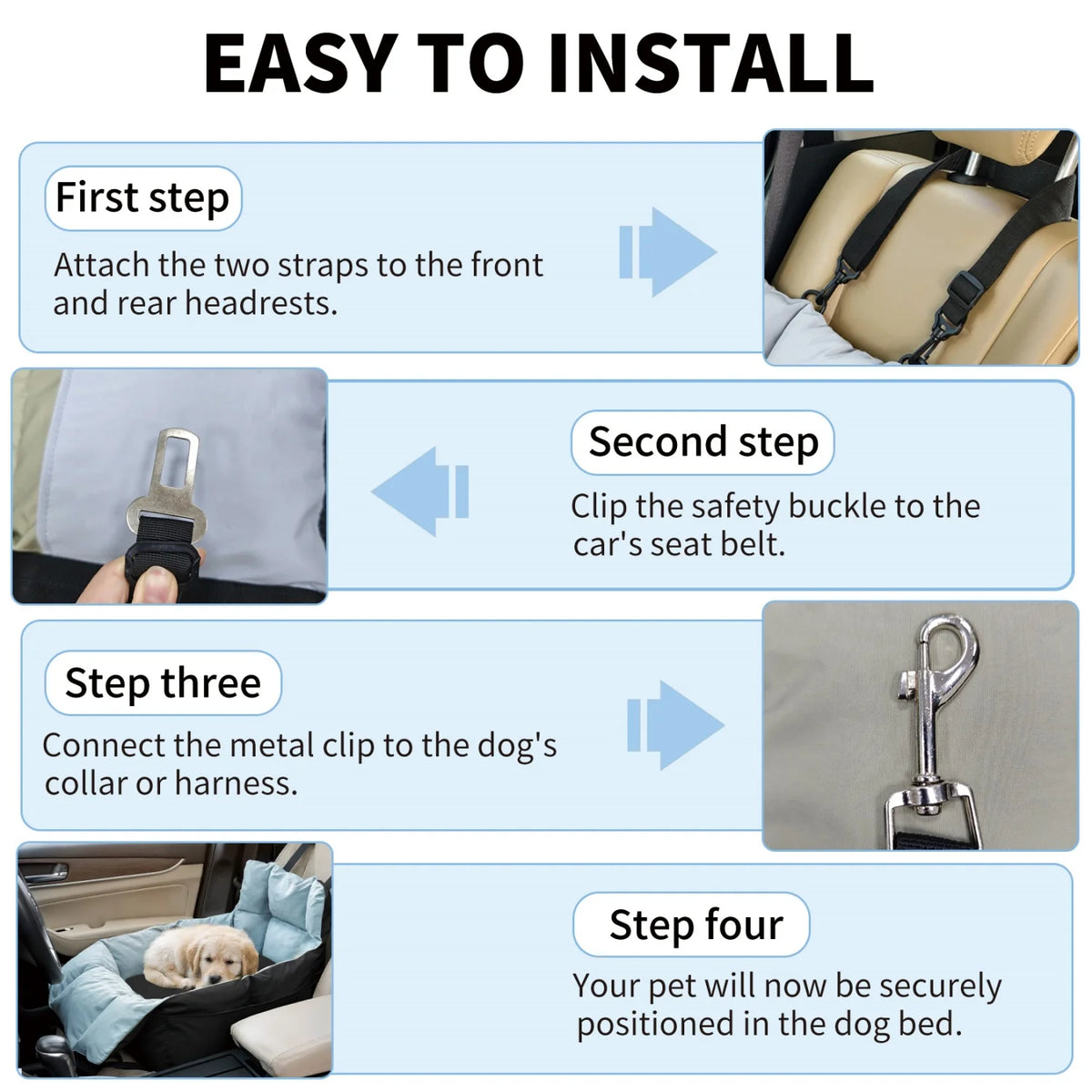 Small Dog Car Seat And Travel Carrier With Safety Belt