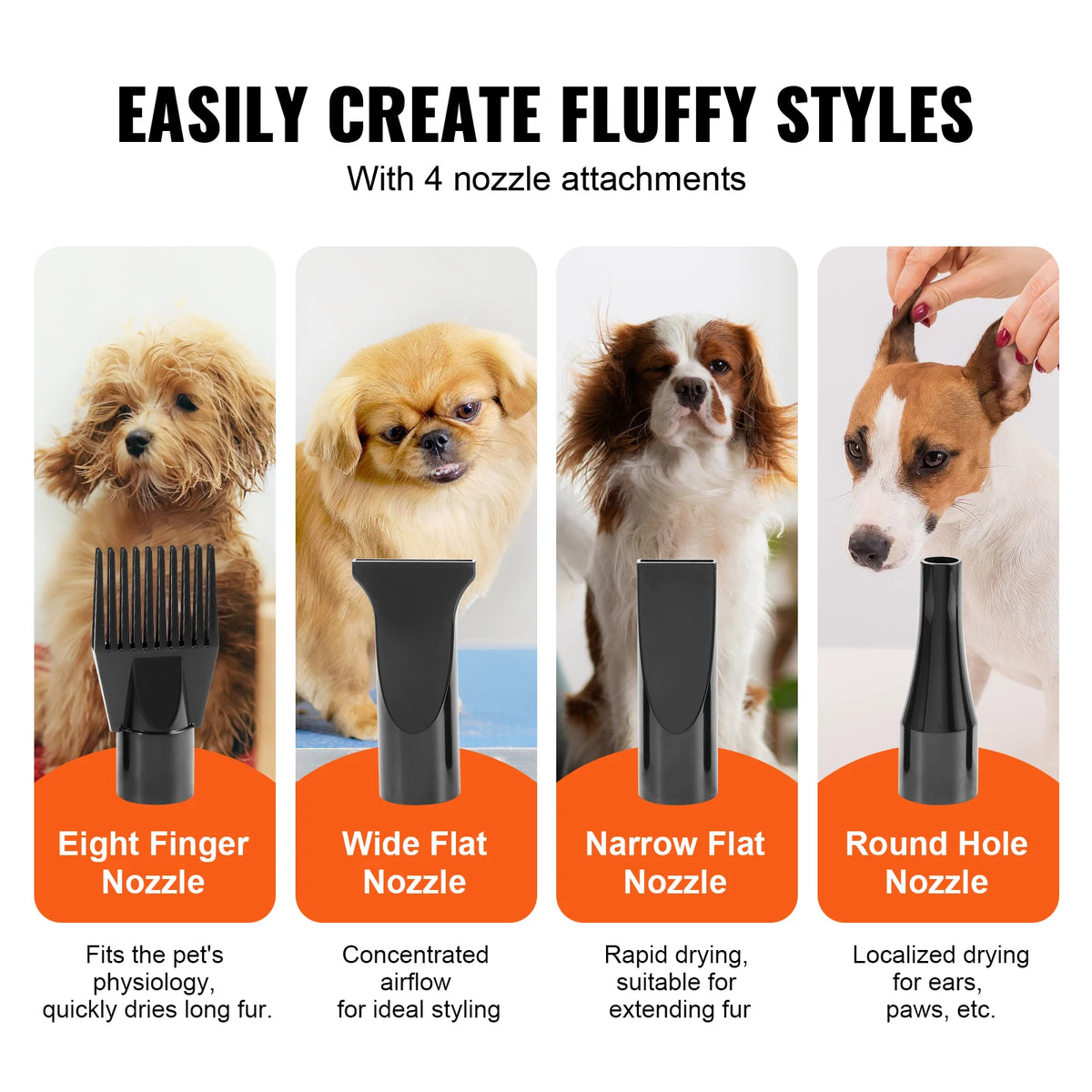 SucceBuy Adjustable Pet Dryer With Four Nozzles For Professional Grooming