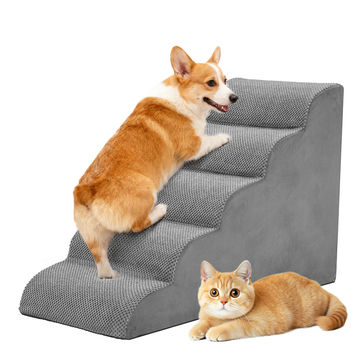 JHK Curved Design High Density Foam Dog Stairs Ramp