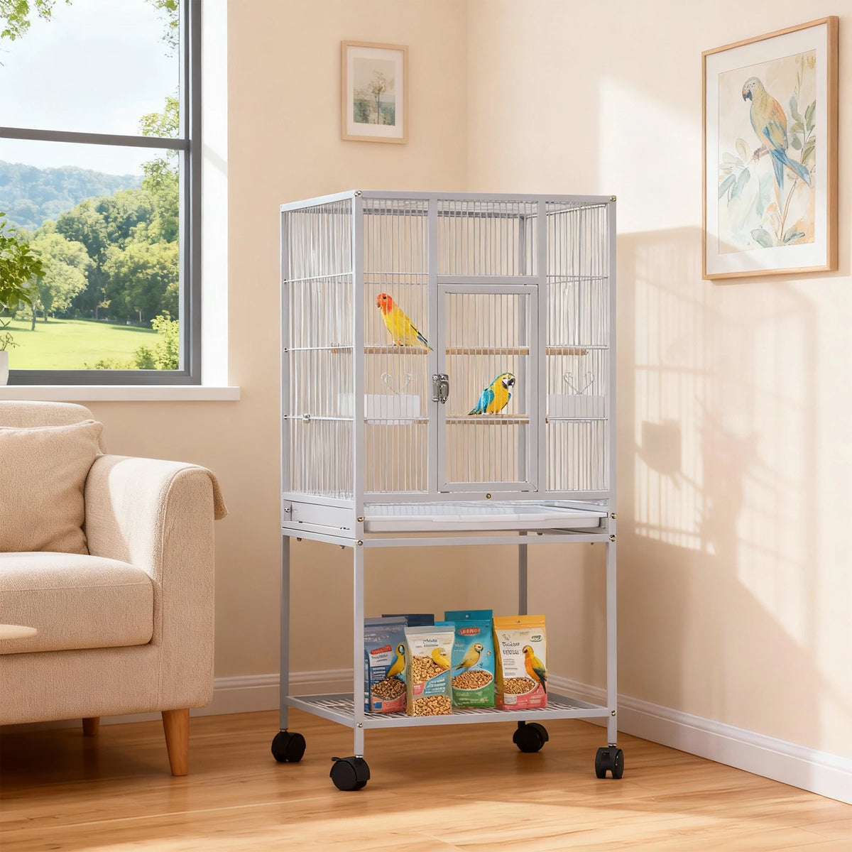 Multi Level Metal Small Animal Cage With Wheels And Tray