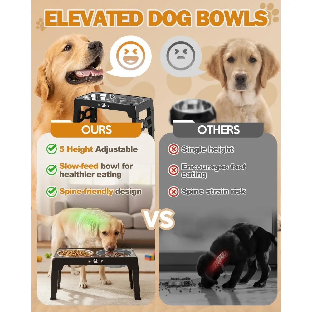 Nbvcx Adjustable Elevated Stainless Steel Dog Bowl Stand