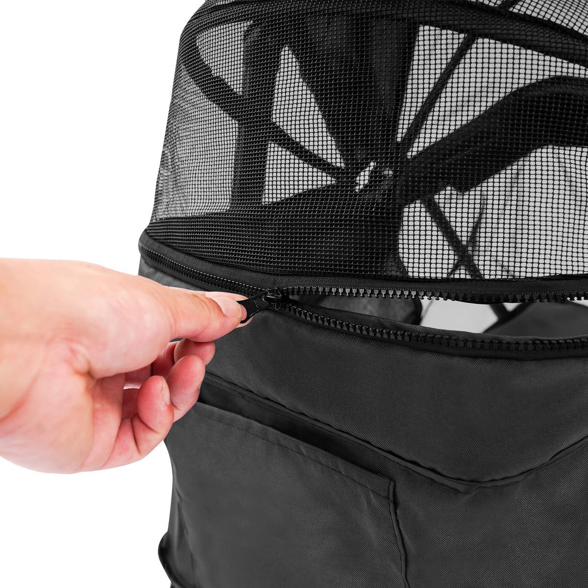 Foldable Pet Stroller With Ventilated Mesh And Cup Holder