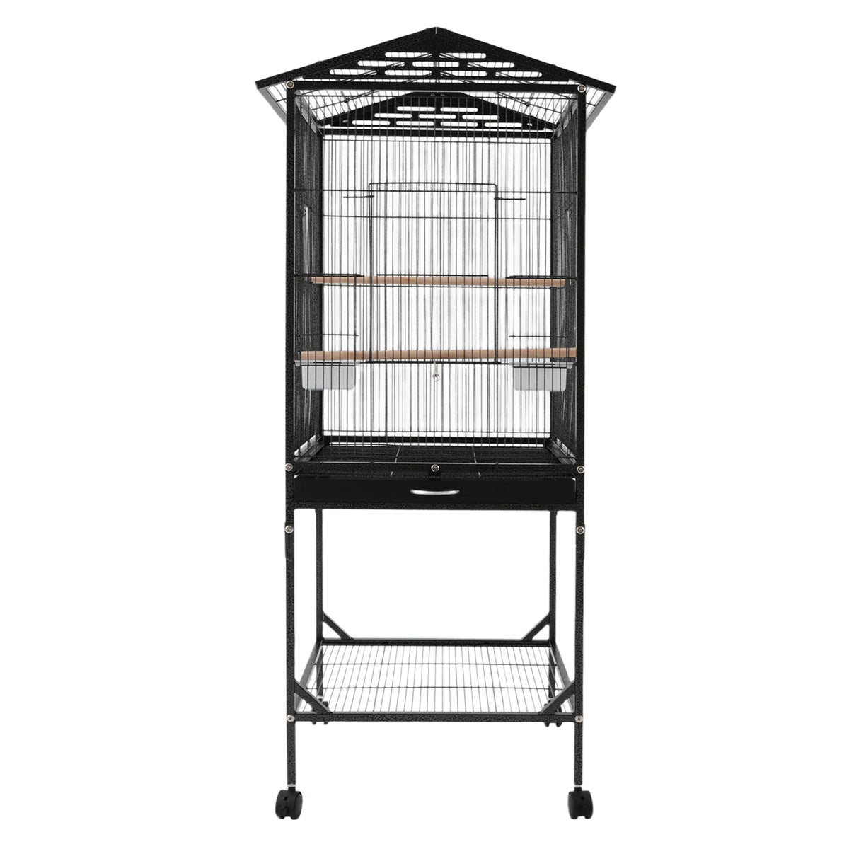 Iron Floor Standing Bird Cage With Playtop And Rolling Wheels