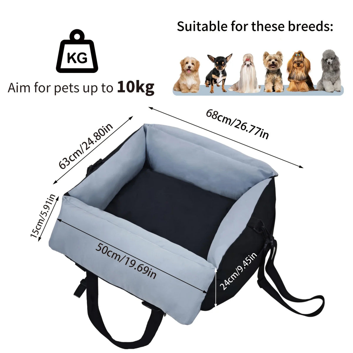 Small Dog Car Seat And Travel Carrier With Safety Belt