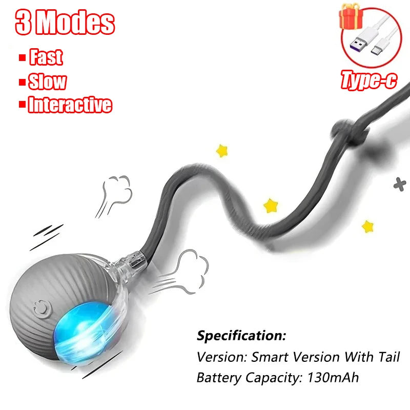 Automatic Interactive Rolling Ball Toy For Cats With Rechargeable Battery
