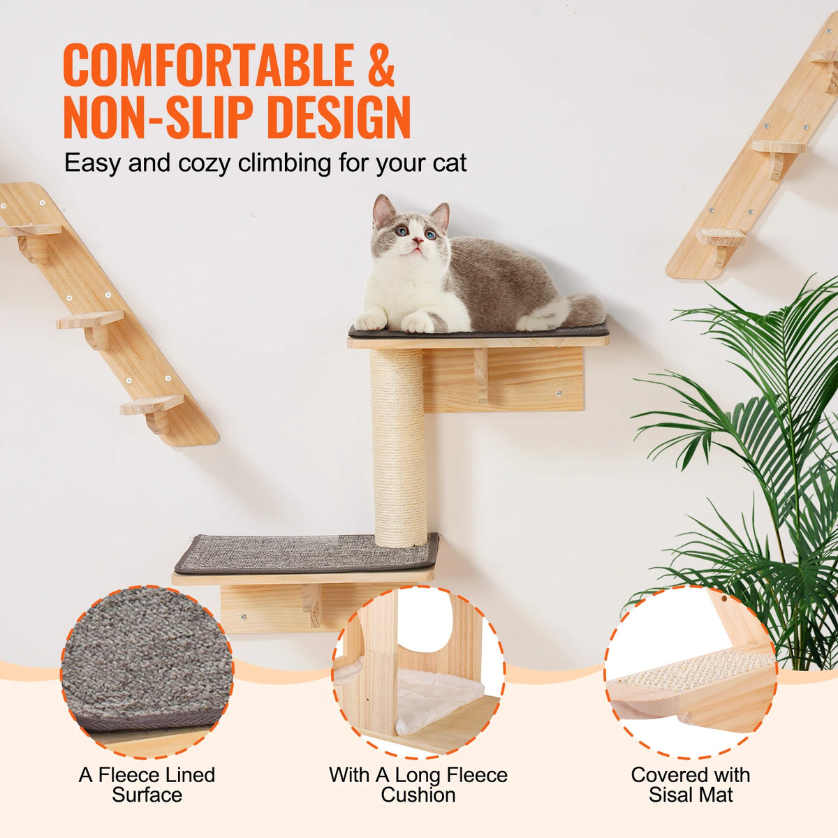 SucceBuy Wall Mounted Cat Shelves and Perches Cat Tree Furniture