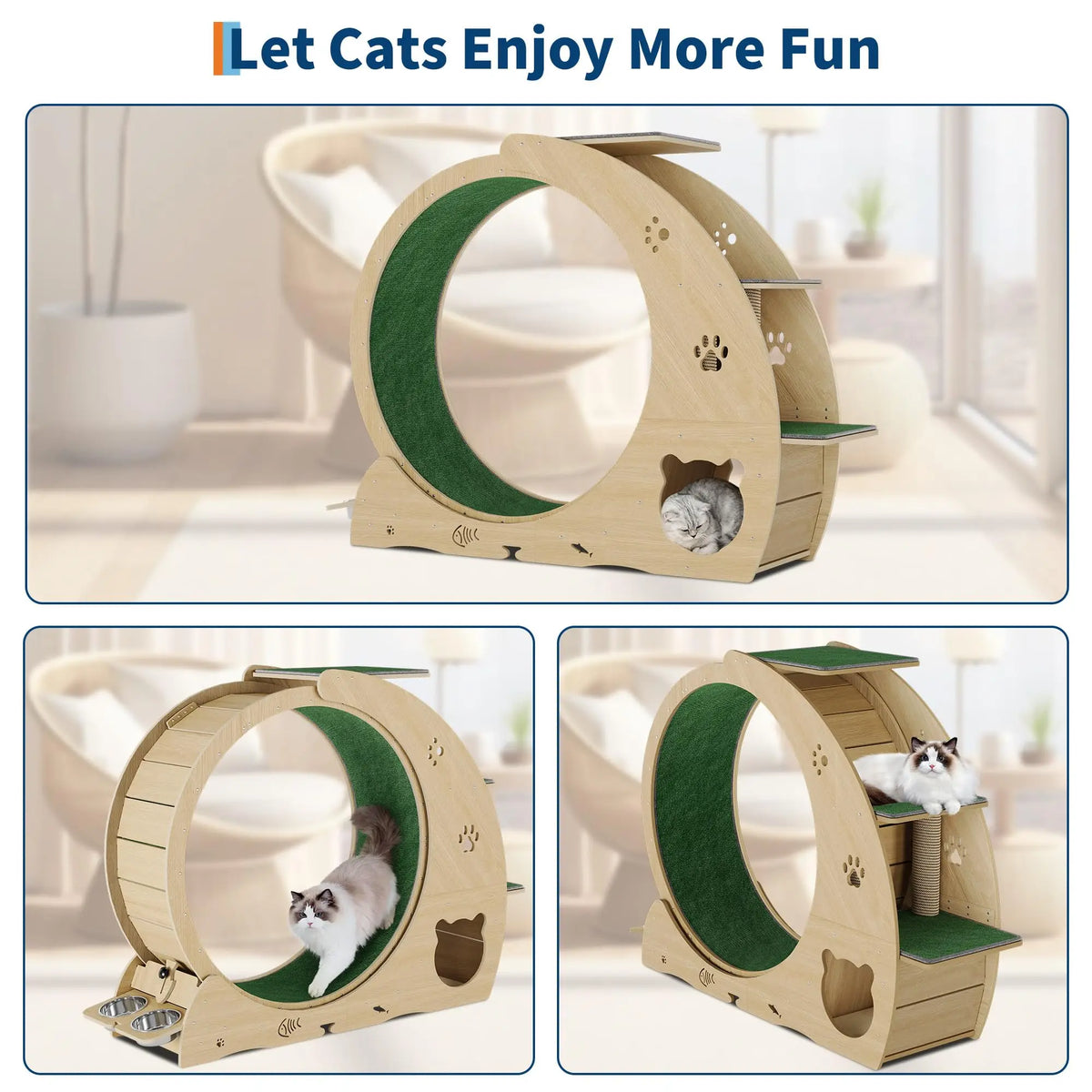 HiMiss Multifunctional Quiet Cat Exercise Wheel With Scratch Post