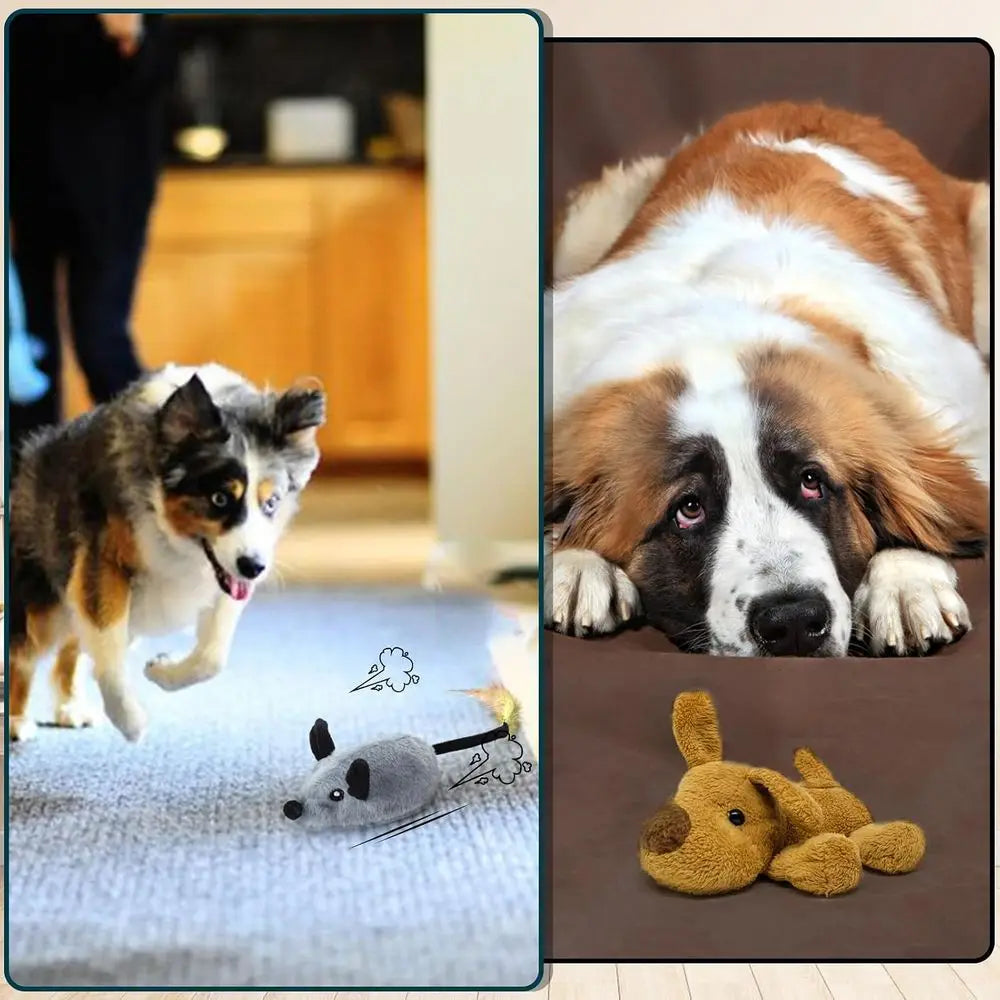 Automatic Interactive Dog Mouse Toy With Squeak And Led Lights
