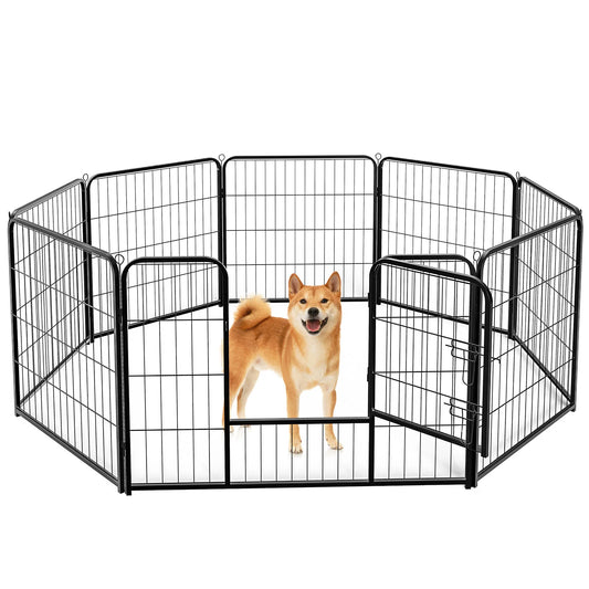 JHK Metal 8 Panel Dog Playpen Foldable Exercise Fence Yard