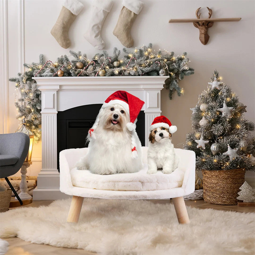 Bingopaw Waterproof Plush Cat Bed Nesting Chair With Wood Legs