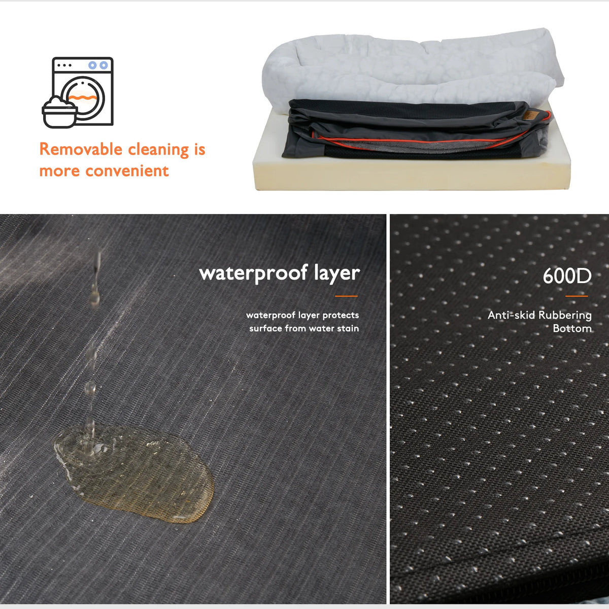 BINGOPAW Dog Bed Soft Anti Allergy Removable Washable Waterproof Cover