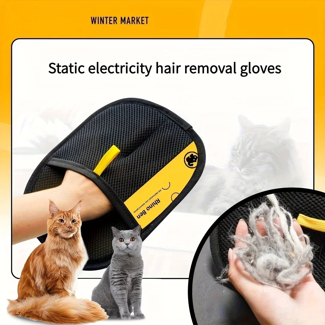 Reusable Pet Grooming Gloves for Static Hair Removal and Shedding
