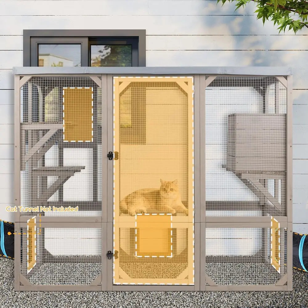 Weather Resistant Outdoor Cat Catio Enclosure With Platforms