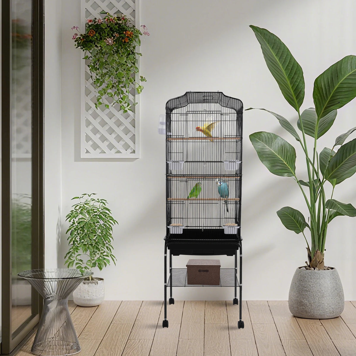 Flight Cage With Stand And Wheels Lockable Door For Birds
