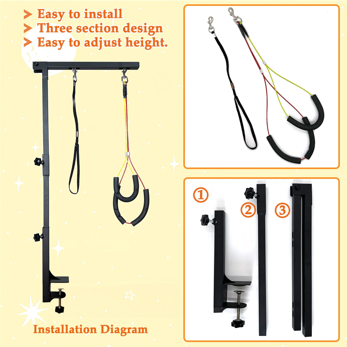Adjustable Dog Grooming Arm With Haunch Holders For Small Dogs