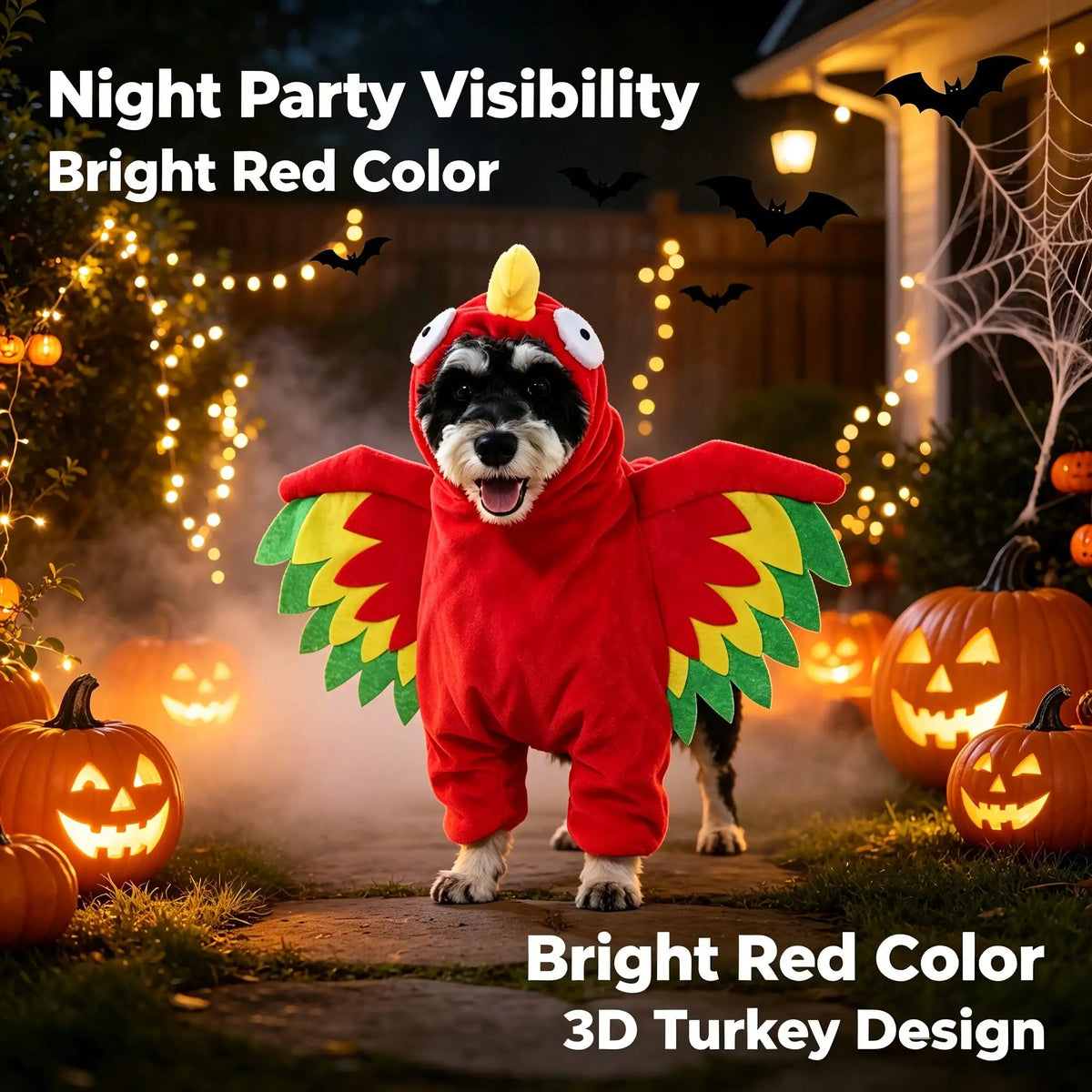 Halloween Pet Turkey Costume With Colorful 3D Wings