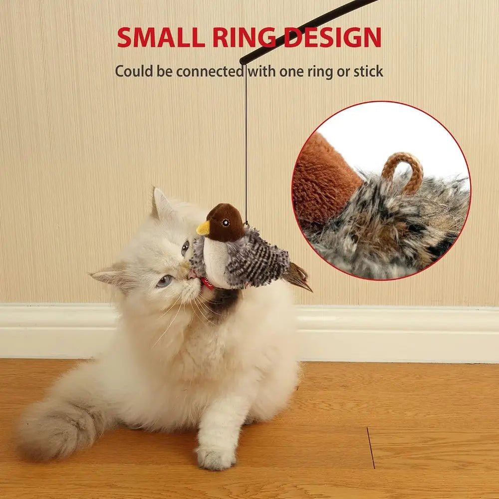 Interactive Automatic Chirping Bird Cat Toy With Feather Tail