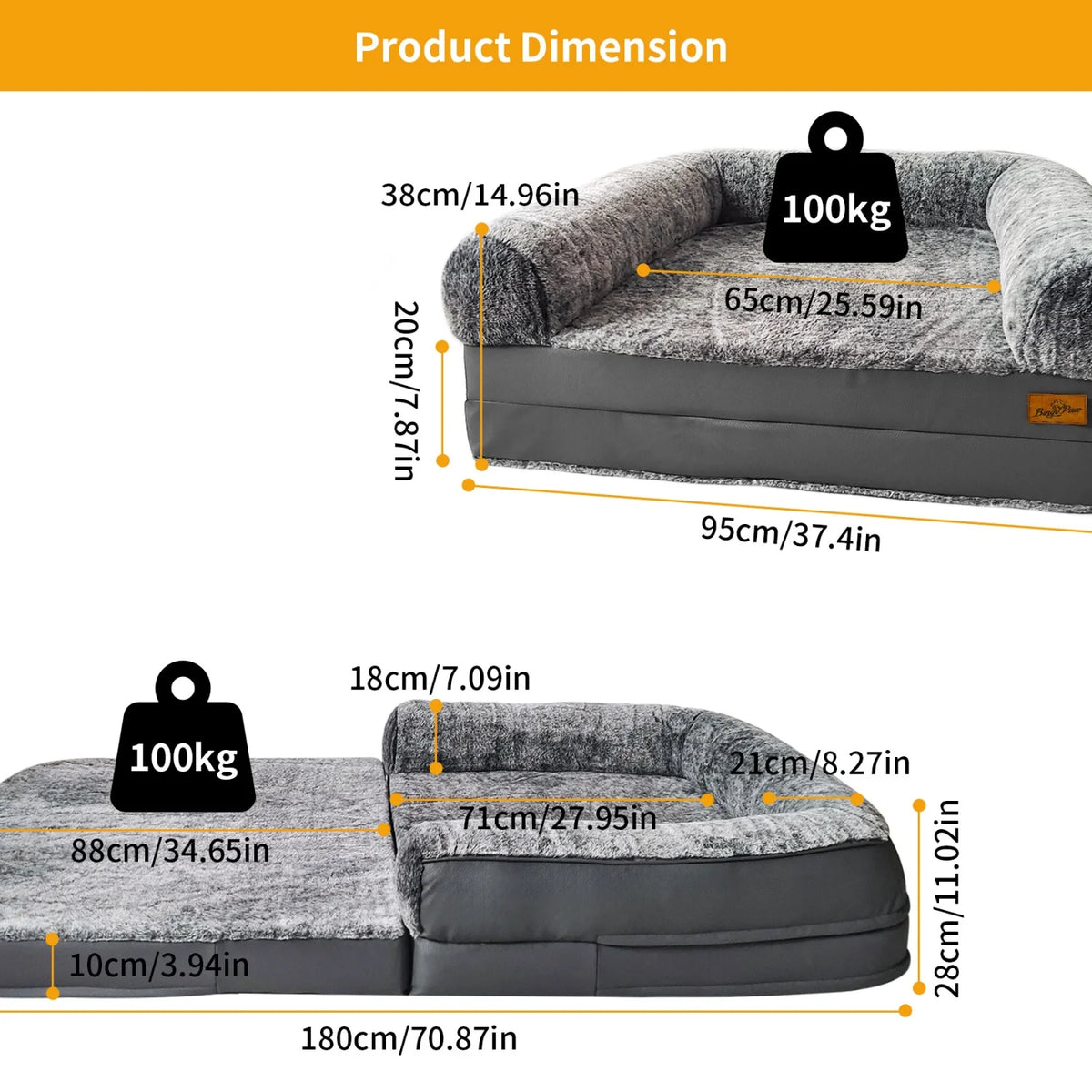 BINGOPAW Orthopedic Foldable Dog Bed With Plush Bolster And Cover