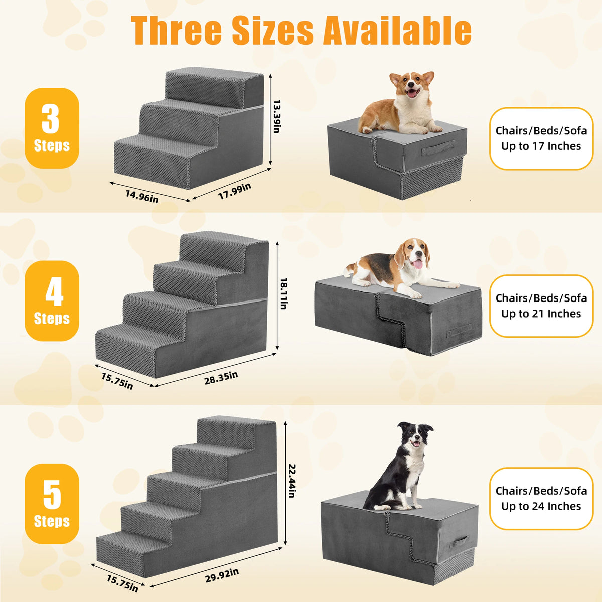 Curved Foam Dog Stairs Ramp With Non Slip Climbing Steps