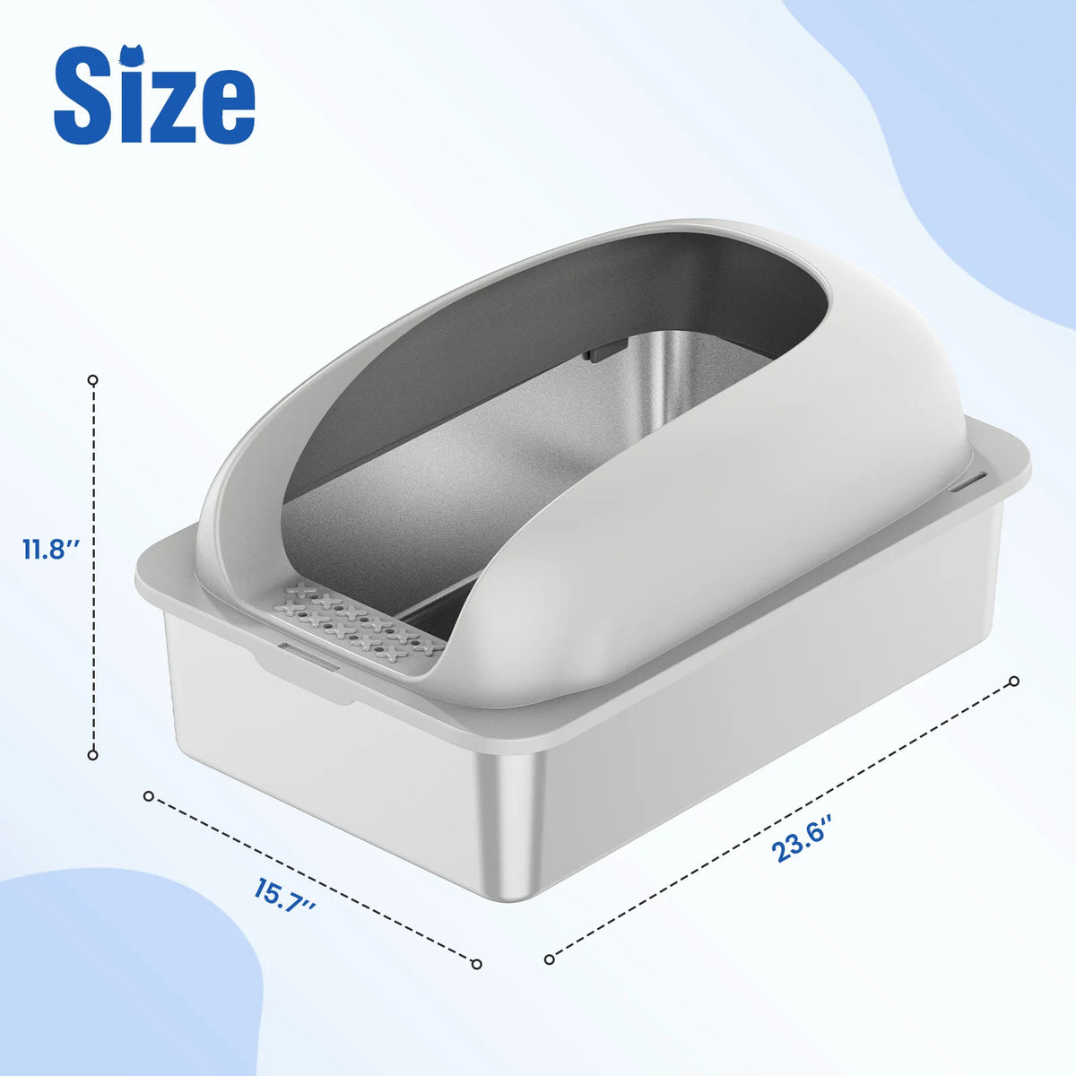 Stainless Steel Cat Litter Box Lid Scoop And Mat Included