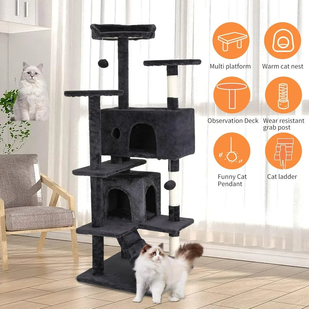 BestPet Multi-Level Cat Tree With Scratching Posts And Cozy Condos