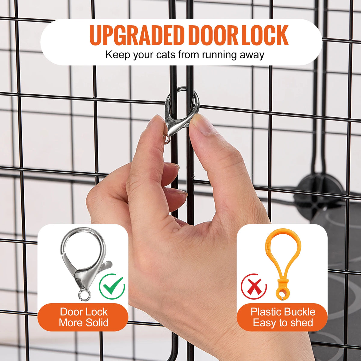 SucceBuy Large Cat Cage With Detachable Metal Wire Enclosure