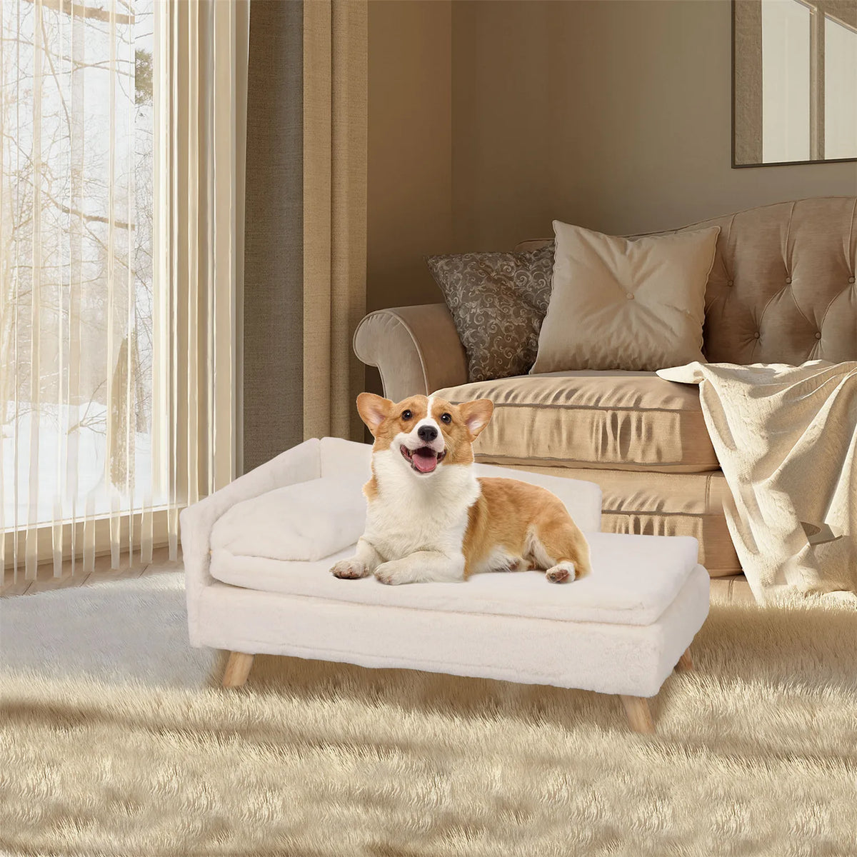 BINGOPAW Elevated Pet Sofa Bed With Cozy Waterproof Cushion