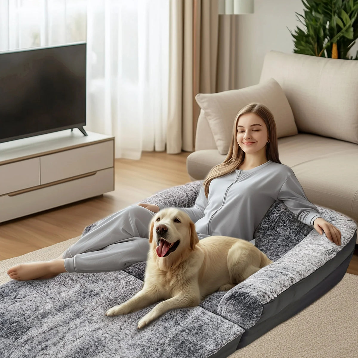 BINGOPAW Orthopedic Foldable Dog Bed With Plush Bolster And Cover