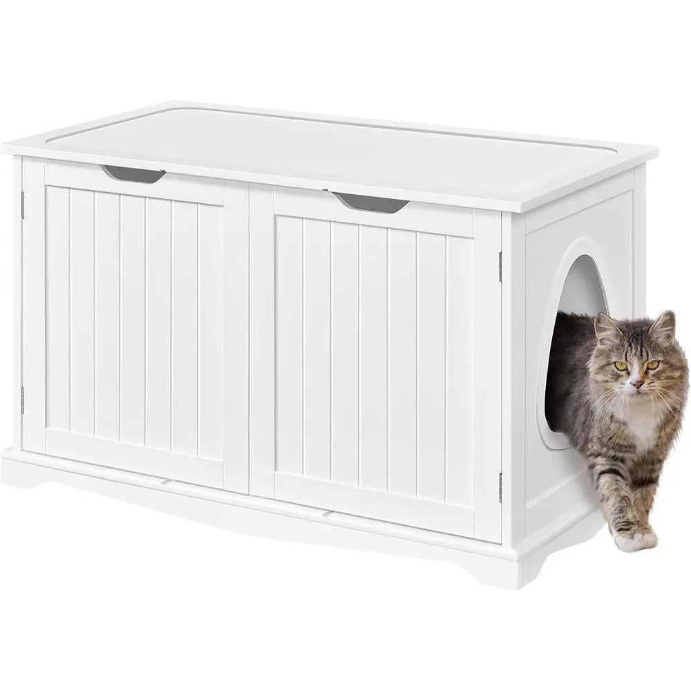 Modern Wooden Cat Litter Box Enclosure Console Cabinet With Lid
