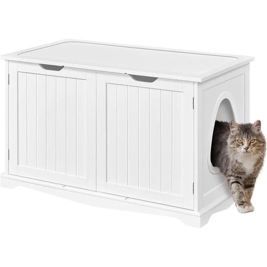 Modern Wooden Cat Litter Box Enclosure Console Cabinet With Lid