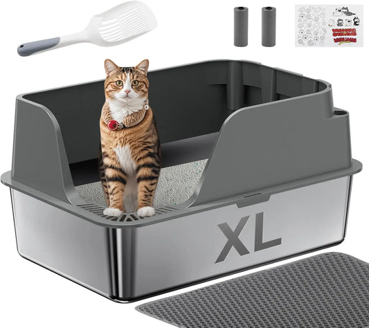 Stainless Steel Cat Litter Box With Splashproof And Leakproof Design