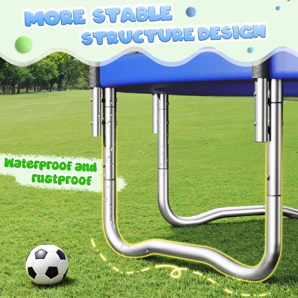 Outdoor Trampoline With Safety Enclosure Net And Rust Resistant Frame