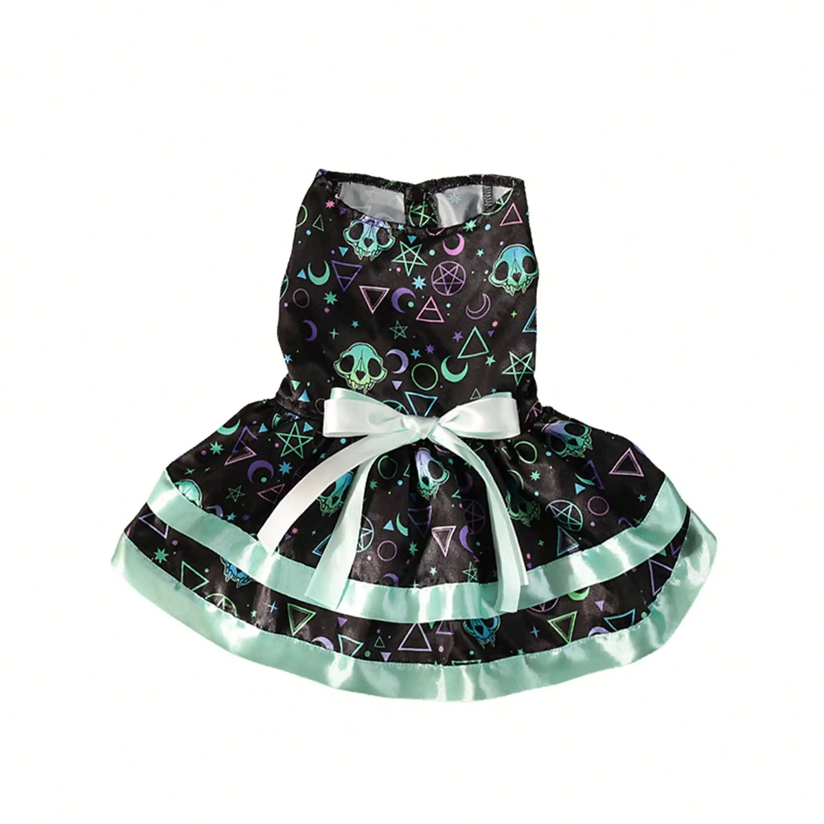Halloween Dog Dress With Pumpkin And Skull Prints And Bowknot